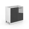 Vicco Meuble bas sous-évier Anthracite Haute brillance 80cm avec étagère, sans PT
