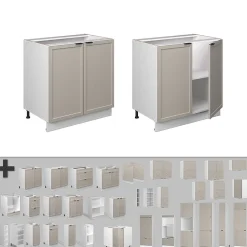 Vicco Meuble bas sous-évier GrisBeige 80cm avec étagère, PT Chêne