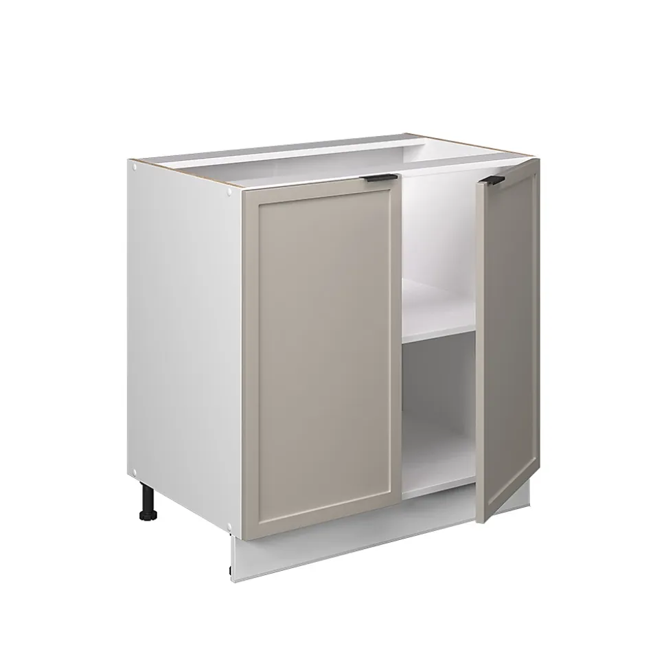 Vicco Meuble bas sous-évier GrisBeige 80cm avec étagère, PT Chêne