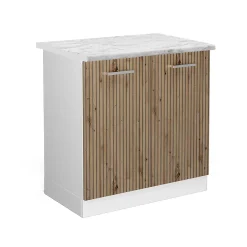 Vicco Meuble bas sous-évier Chêne Artisan 80cm , PT Marbre