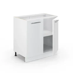 Vicco Meuble bas sous-évier Blanc Haute brillance 80cm avec étagère, PT Anthracite