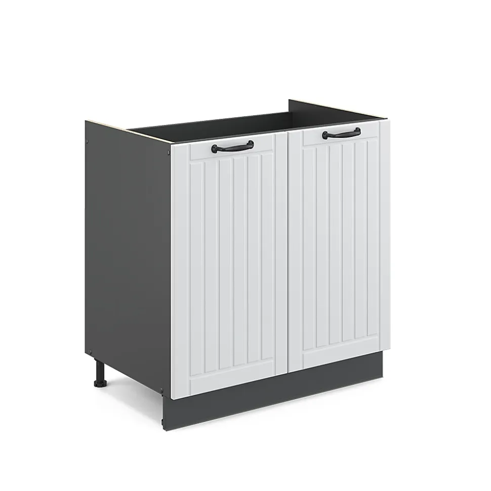 Vicco Meuble bas sous-évier Blanc campagne 80cm sans PT