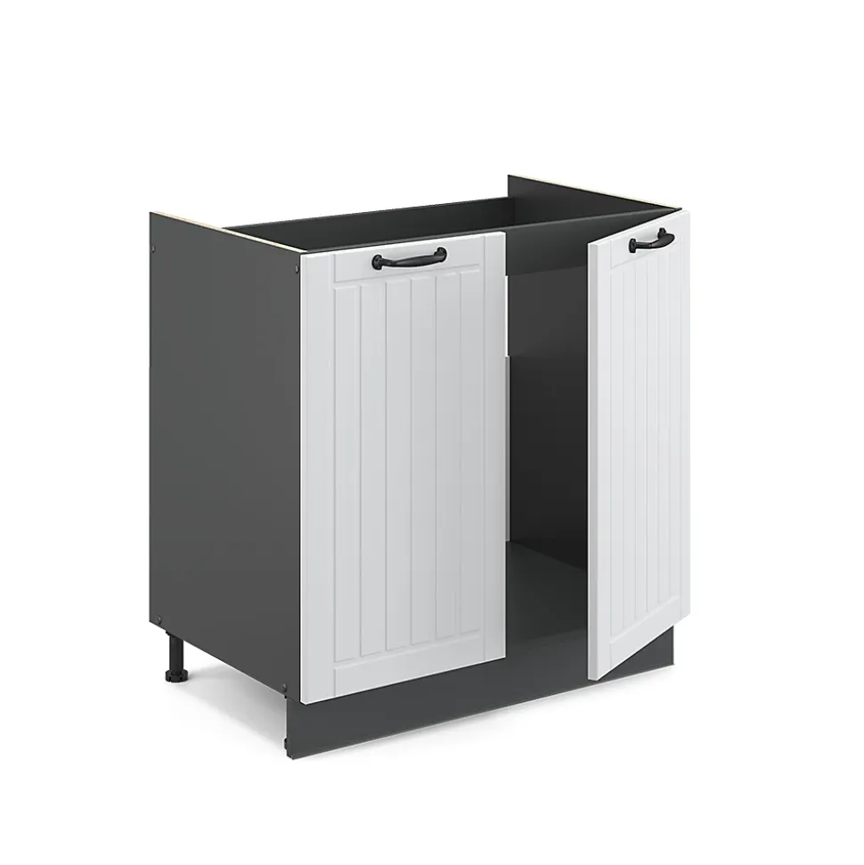 Vicco Meuble bas sous-évier Blanc campagne 80cm sans PT