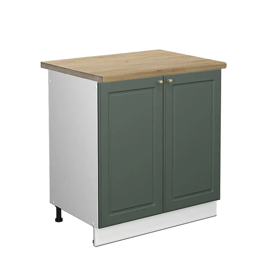 Vicco Meuble bas sous-évier Vert Or Campagne 80cm , PT Chêne