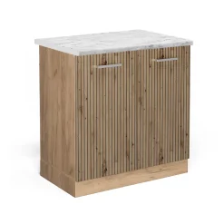 Vicco Meuble bas sous-évier Chêne Artisan 80cm PT Marbre