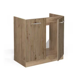 Vicco Meuble bas sous-évier Chêne Artisan 80cm PT Marbre