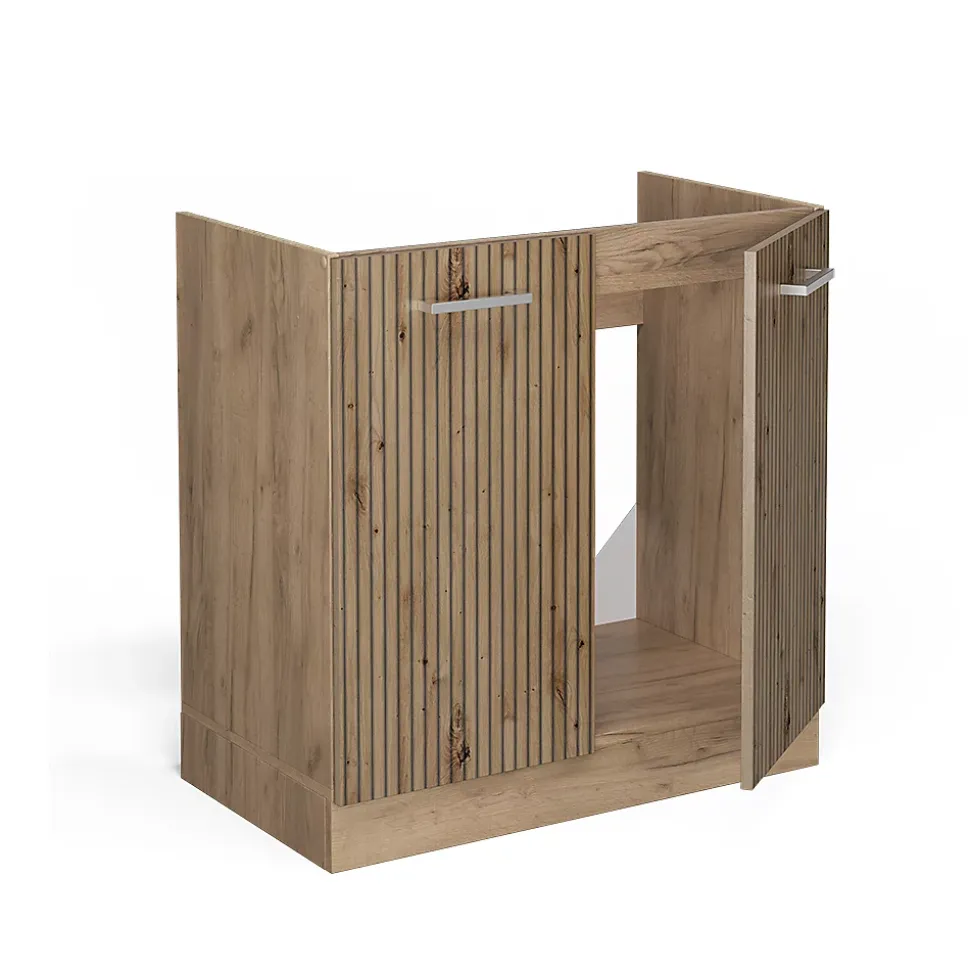 Vicco Meuble bas sous-évier Chêne Artisan 80cm PT Marbre