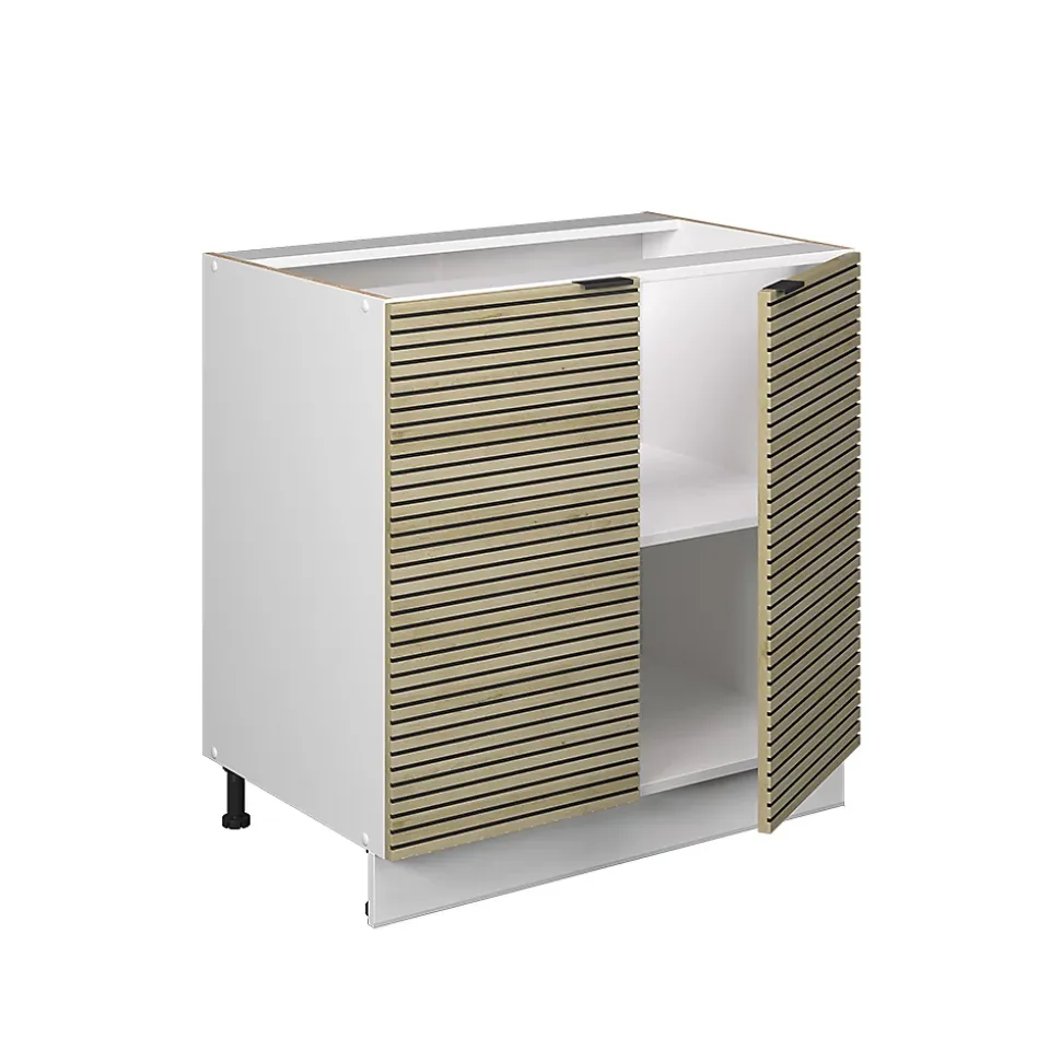 Vicco Meuble bas sous-évier Panneau en chêne 80cm avec étagère, PT Chêne