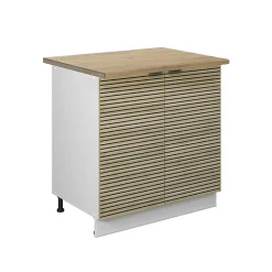 Vicco Meuble bas sous-évier Panneau en chêne 80cm avec étagère, PT Chêne