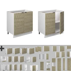 Vicco Meuble bas sous-évier Panneau en chêne 80cm avec étagère, PT Chêne