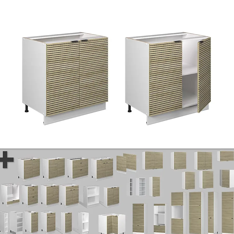 Vicco Meuble bas sous-évier Panneau en chêne 80cm avec étagère, PT Chêne