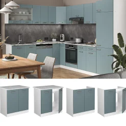 Vicco Meuble bas sous-évier Bleu-gris 80cm sans PT
