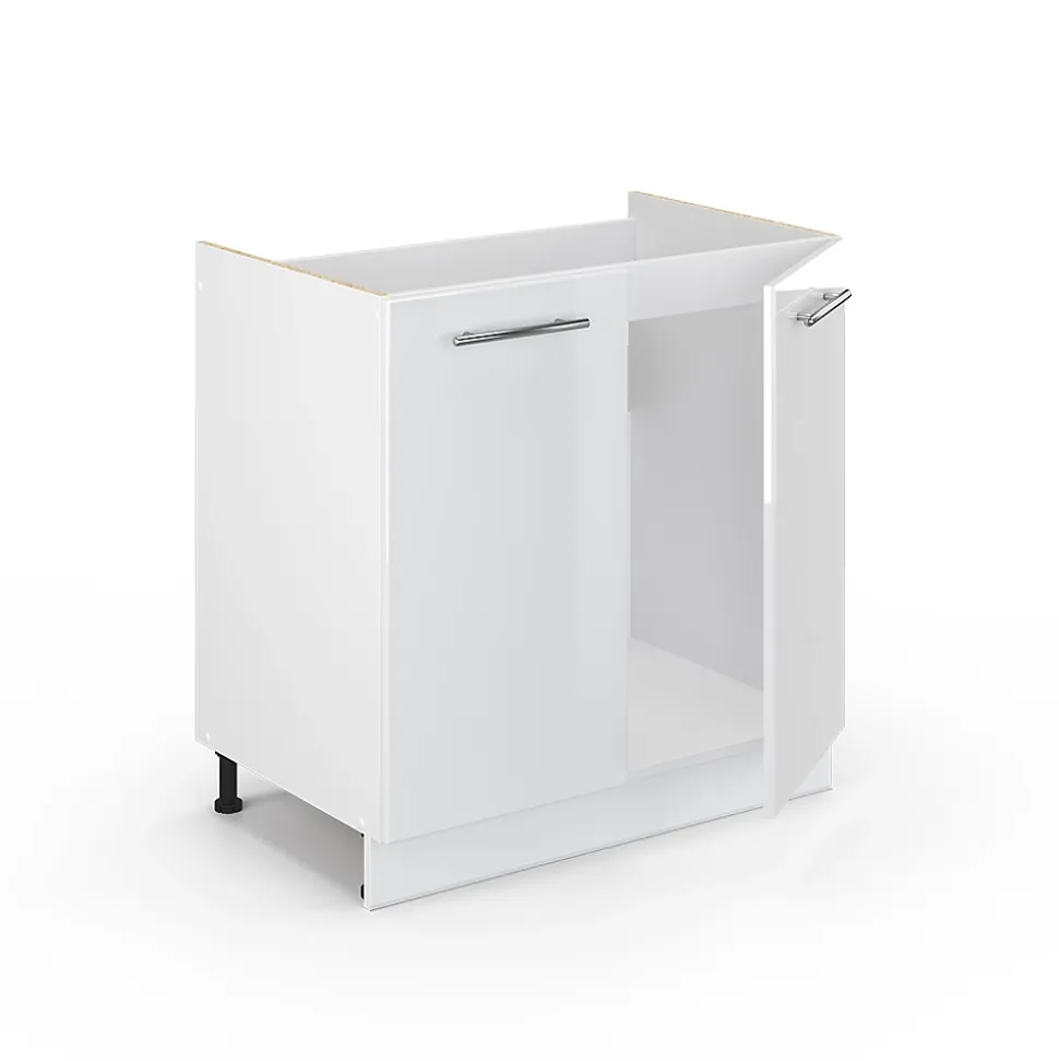 Vicco Meuble bas sous-évier Blanc Haute brillance 80cm sans PT