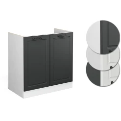 Vicco Meuble bas sous-évier Anthracite campagne 80cm sans PT