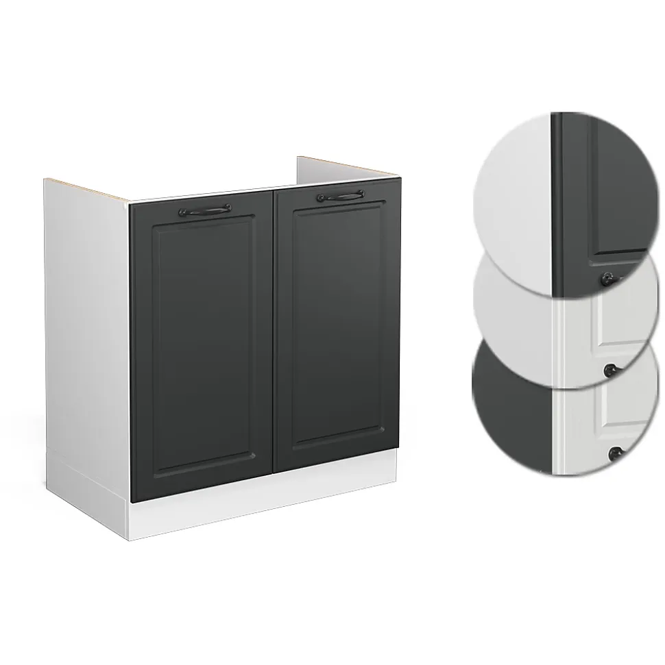 Vicco Meuble bas sous-évier Anthracite campagne 80cm sans PT