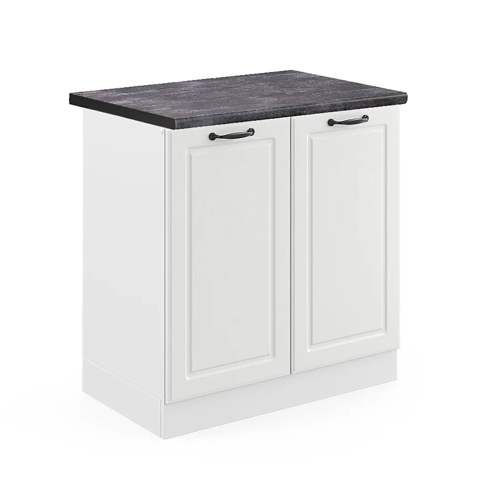 Vicco Meuble bas sous-évier Blanc campagne 80cm , PT Anthracite