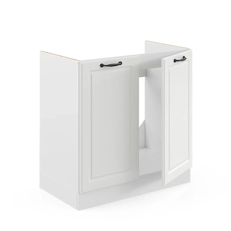Vicco Meuble bas sous-évier Blanc campagne 80cm , PT Anthracite