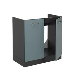 Vicco Meuble bas sous-évier Bleu-gris 80cm , PT Chêne