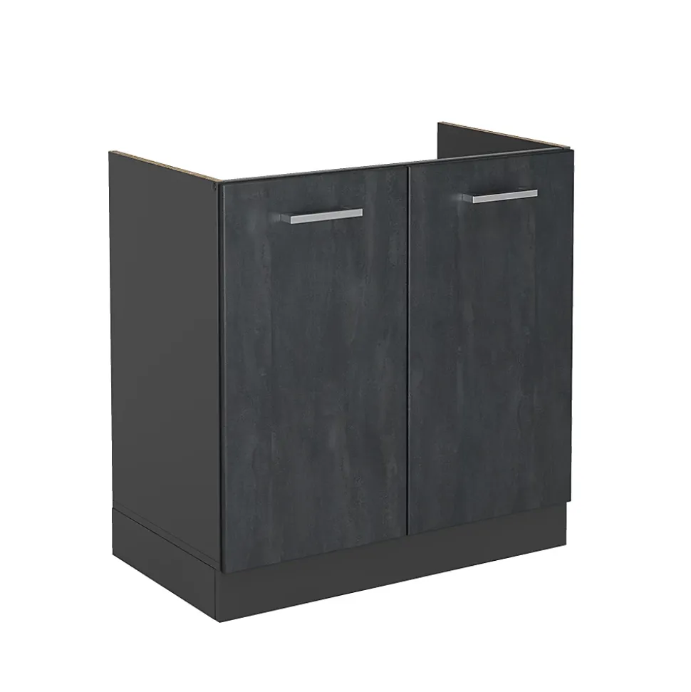 Vicco Meuble bas sous-évier Béton noir 80cm sans PT