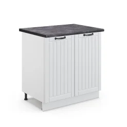 Vicco Meuble bas sous-évier Blanc campagne 80cm avec étagère, PT Anthracite