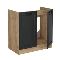 Vicco Meuble bas sous-évier Anthracite campagne 80cm PT Marbre