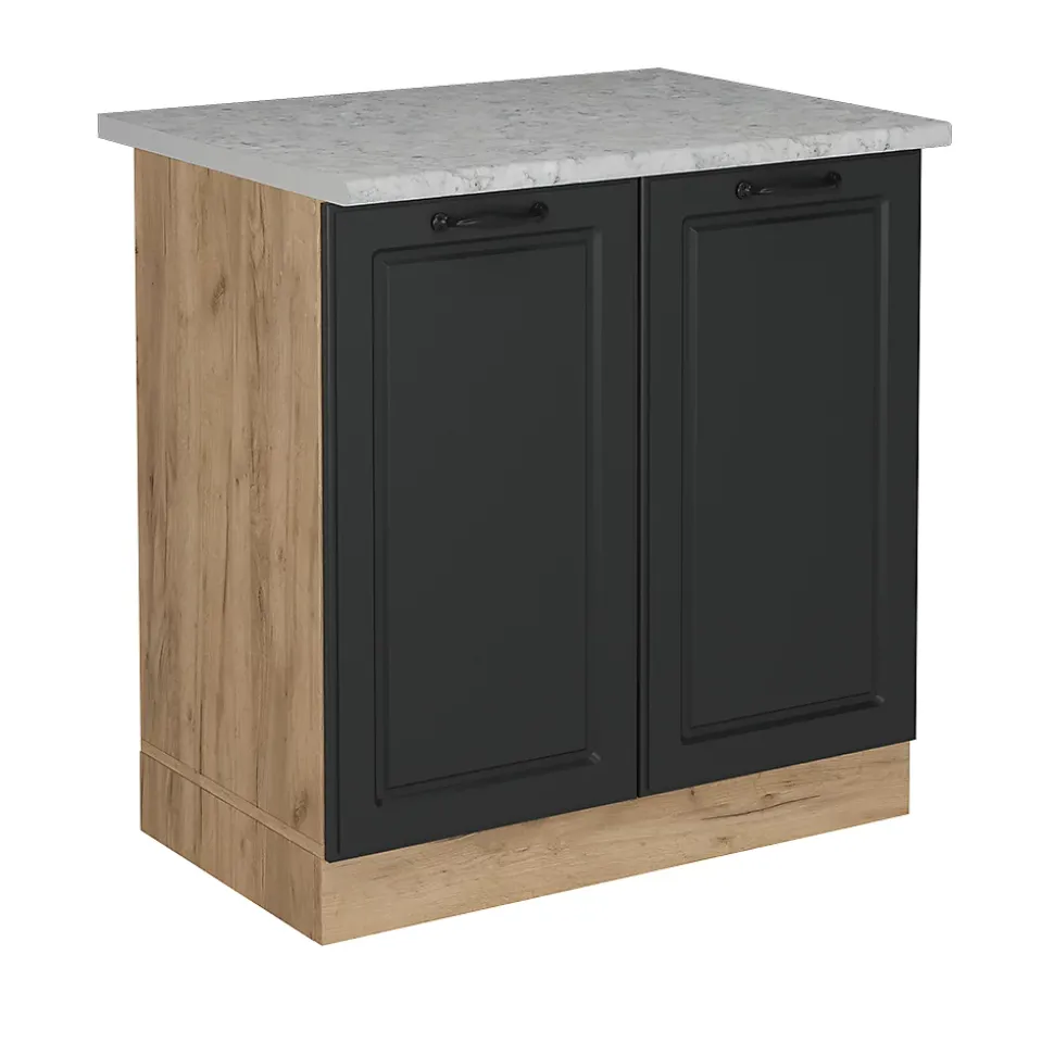 Vicco Meuble bas sous-évier Anthracite campagne 80cm PT Marbre