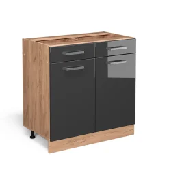 Vicco Meuble cuisine Anthracite Haute brillance 80cm sans PT