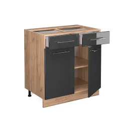 Vicco Meuble cuisine Anthracite Haute brillance 80cm avec tiroir, sans PT