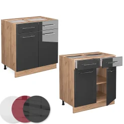 Vicco Meuble cuisine Anthracite Haute brillance 80cm avec tiroir, sans PT