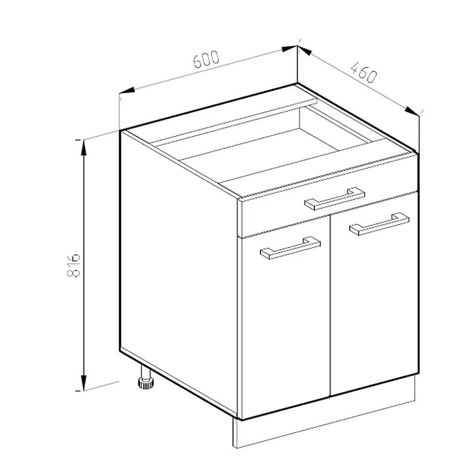Vicco Meuble cuisine Blanc Haute brillance 60cm avec tiroir, sans PT