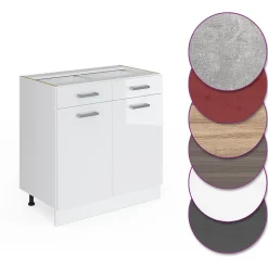 Vicco Meuble cuisine Blanc Haute brillance 80cm sans PT