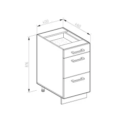 Vicco Meuble cuisine Blanc campagne 40cm avec tiroirs, sans PT