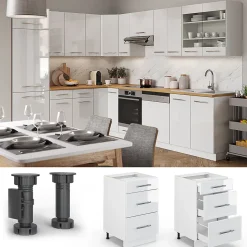 Vicco Meuble cuisine Blanc Haute brillance 50cm sans PT