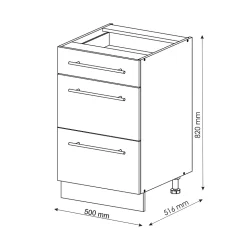 Vicco Meuble cuisine Blanc Haute brillance 50cm sans PT