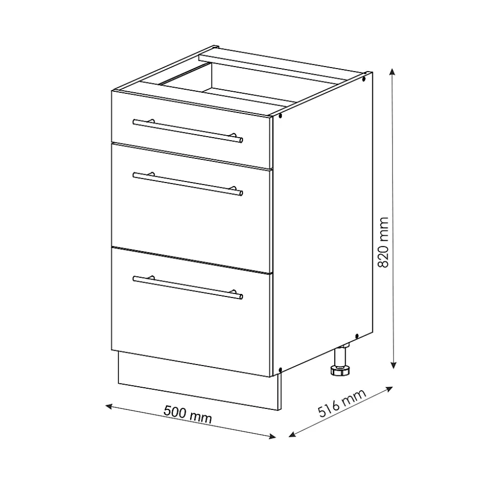Vicco Meuble cuisine Blanc Haute brillance 50cm sans PT