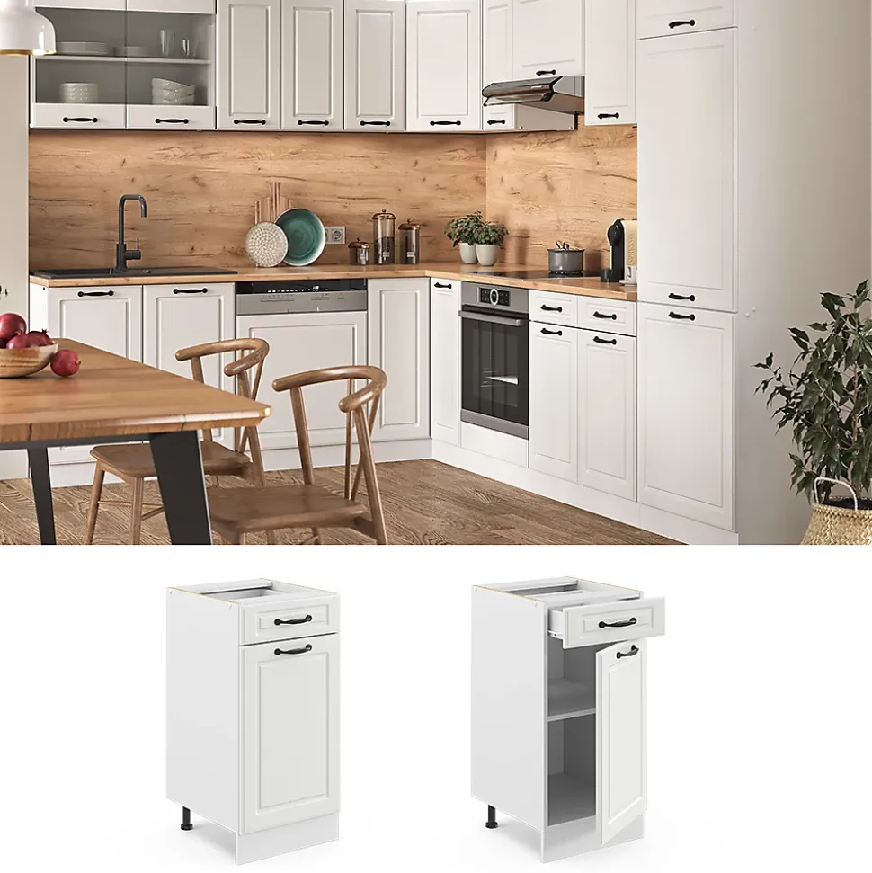 Vicco Meuble cuisine Blanc campagne 40cm sans PT