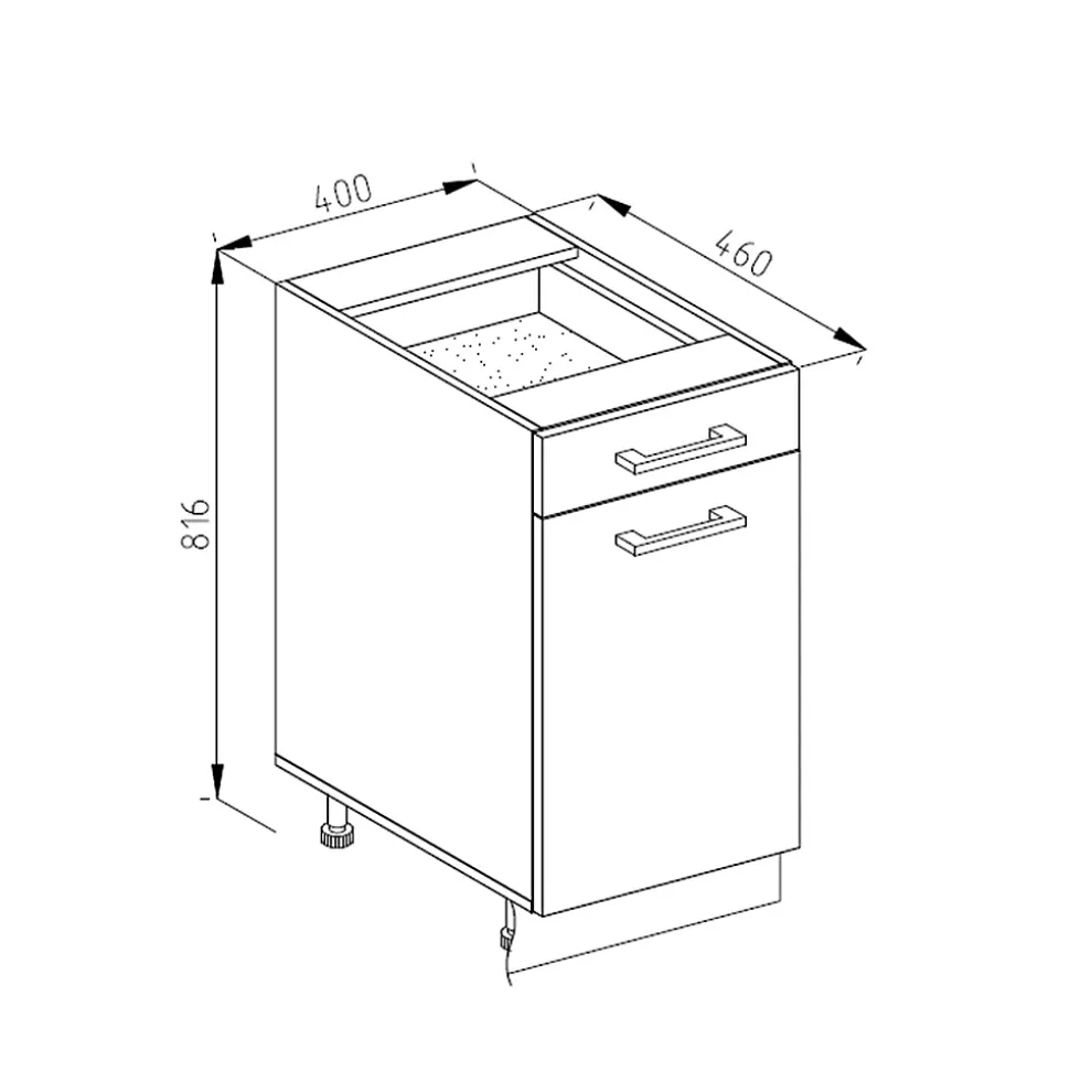 Vicco Meuble cuisine Blanc campagne 40cm sans PT