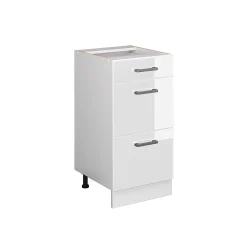 Vicco Meuble cuisine Blanc Haute brillance 40cm avec tiroirs, sans PT