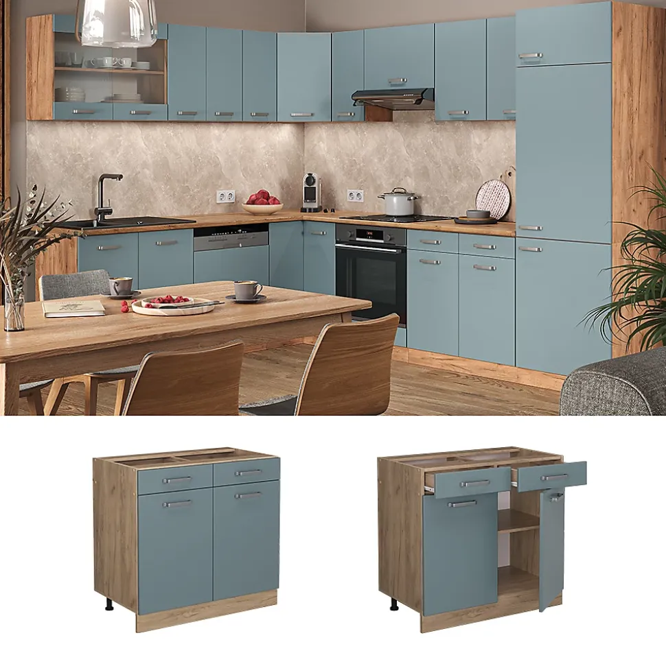 Vicco Meuble cuisine Bleu-gris 80cm sans PT