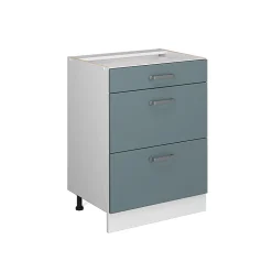 Vicco Meuble cuisine Bleu-gris 60cm avec tiroirs, sans PT