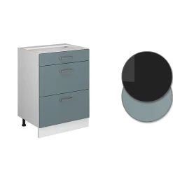 Vicco Meuble cuisine Bleu-gris 60cm avec tiroirs, sans PT