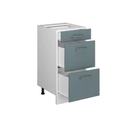 Vicco Meuble cuisine Bleu-gris 40cm avec tiroirs, PT Chêne