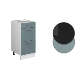 Vicco Meuble cuisine Bleu-gris 40cm avec tiroirs, PT Chêne