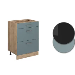 Vicco Meuble cuisine Bleu-gris 60cm avec tiroirs, sans PT