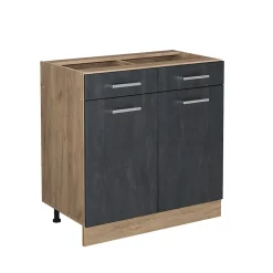 Vicco Meuble cuisine Béton noir 80cm sans PT