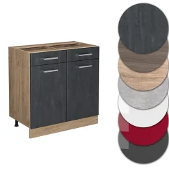 Vicco Meuble cuisine Béton noir 80cm sans PT