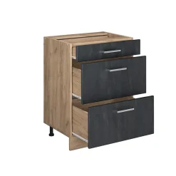 Vicco Meuble cuisine Béton noir 60cm sans PT