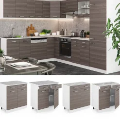 Vicco Meuble cuisine Gris noble 80cm sans PT