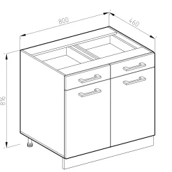 Vicco Meuble cuisine Gris noble 80cm sans PT