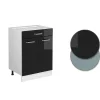 Vicco Meuble cuisine Noir Haute brillance 60cm avec tiroir, sans PT